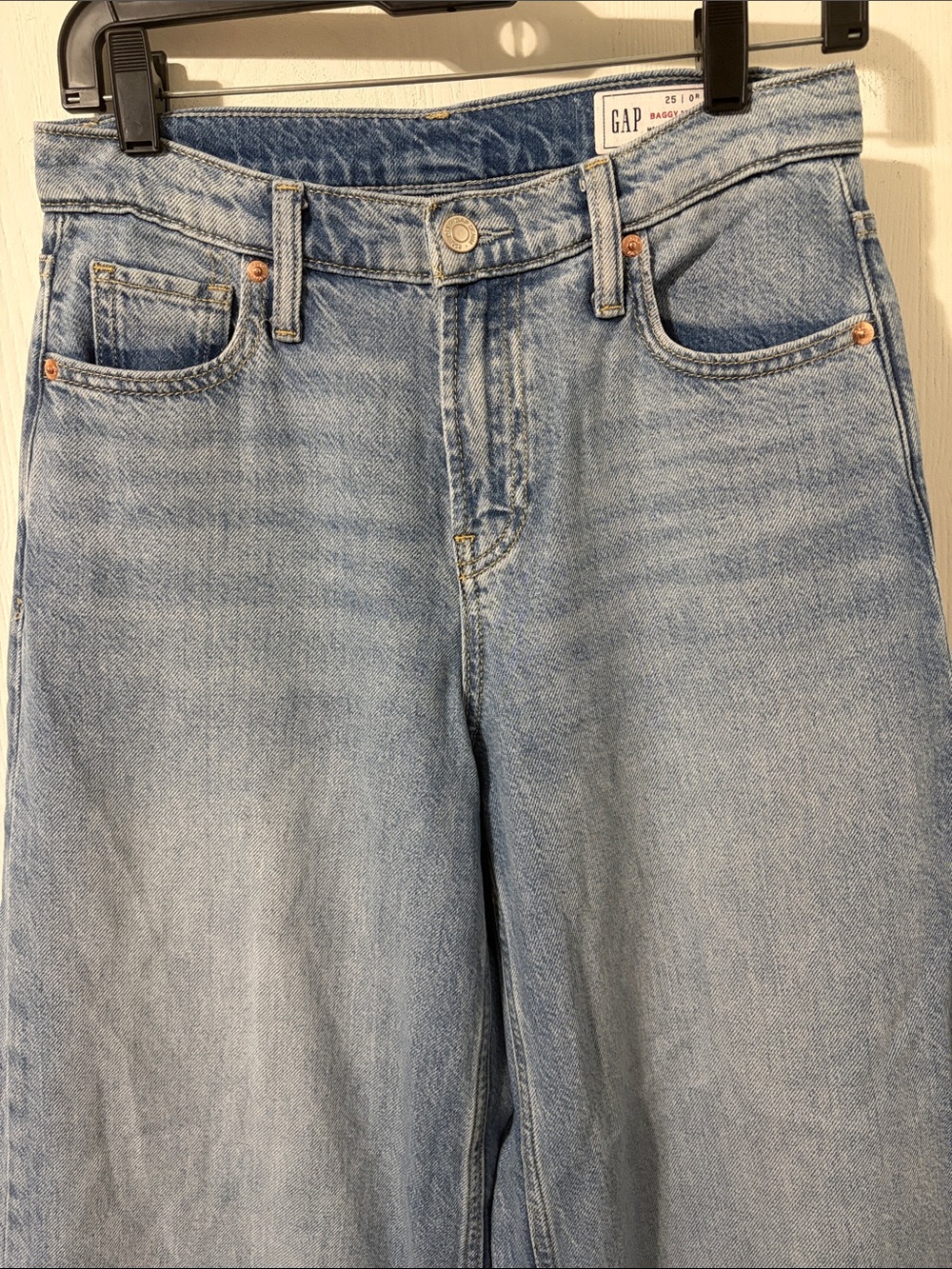NWOT GAP Baggy Mid-Rise Ultra Denim Soft Light Wash Jeans Y2K 90s Size 25/0 - Picture 5 of 10